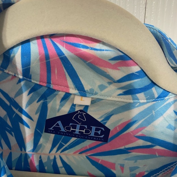 All Things Equestrian Women's Blue and Pink Patterned Top size L - Picture 4 of 5